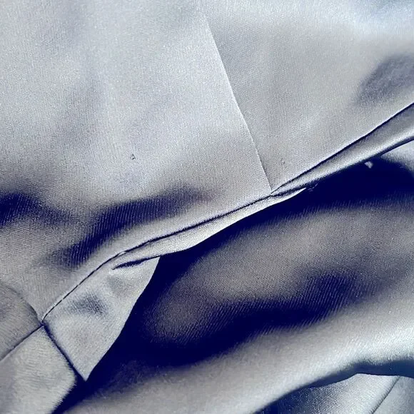 Amsale NAVY One Shoulder Fluid Satin Cocktail Midi Dress, NWT, Size 4 - Picture 12 of 13